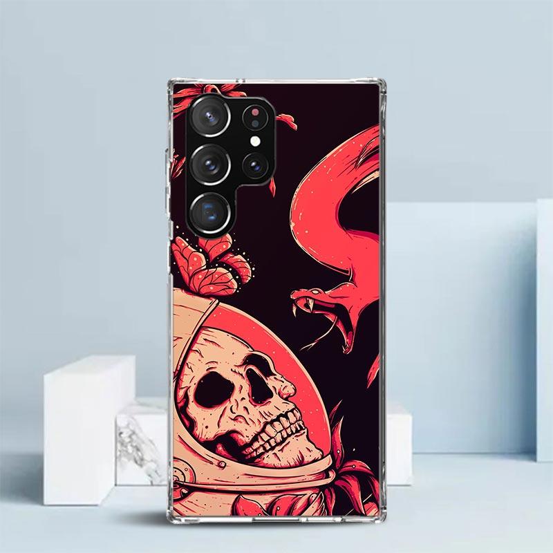 Retro Skull Butterfly Phone Case For Samsung Galaxy S24 S25 Edge S26 Ultra S22 S23 Plus S21 + S20 FE Soft TPU Back Cover Galaxy