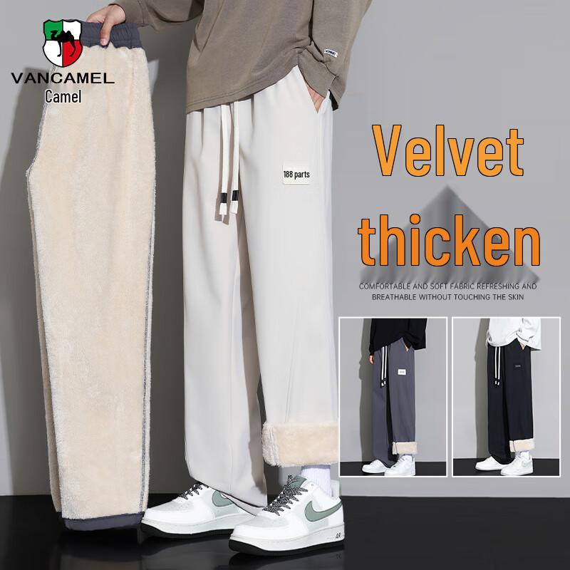 

VANCAMEL Men s Winter Fleece-Lined Straight Casual Pants 3XL