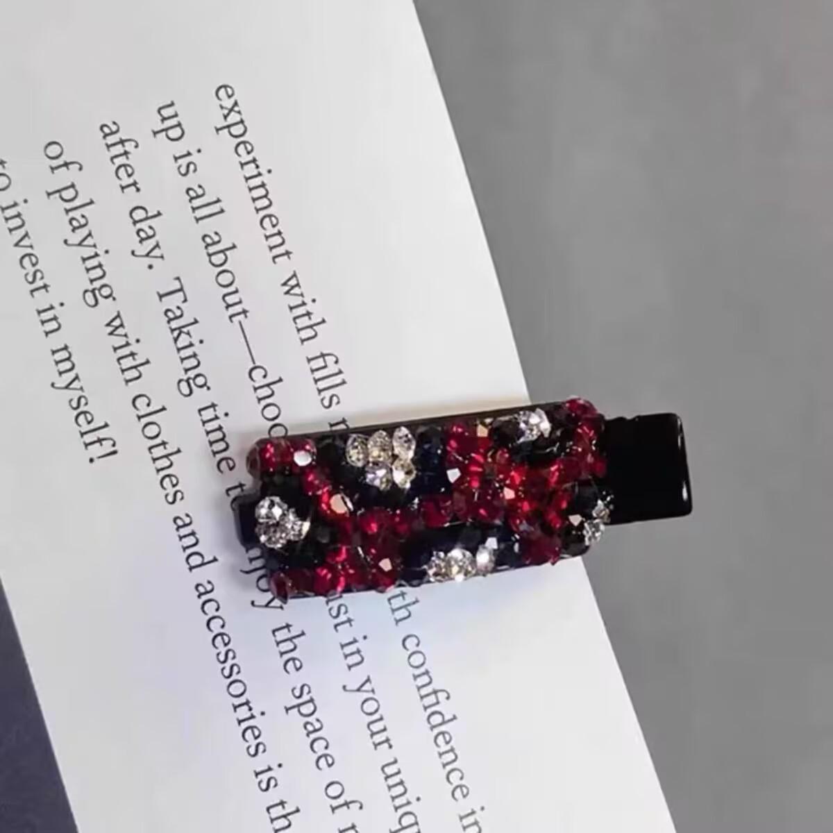 Korean Colorful Rhinestone Hair Clip: 2025 Forehead Bangs & Flyaway Duckbill Accessory