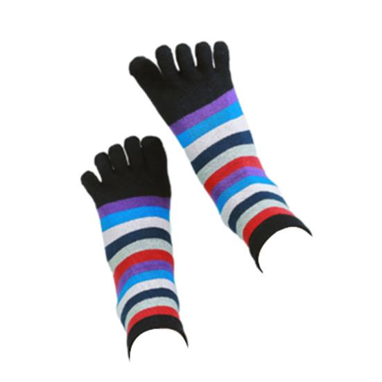 

1 Pair Women Colorful Striped Toe Socks Breathable Arch Support Mid-calf Socks Non-slip Moisture Wicking Compression Socks чёрный