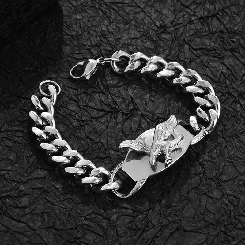 

Eagle Punk Style Mens Jewelry Titanium Steel Chain Bracelet With Alloy Charm For Fashion Accessory