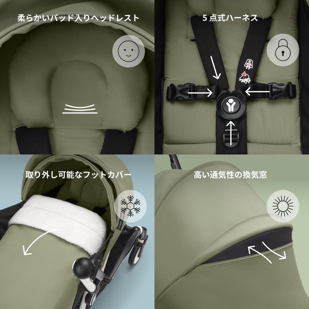 Stokke (Official) YOYO Stroller Accessories, Newborn Pack (0-6 Months), Suitable for Newborns, Type A, Olive (Stroller Sold Separately)