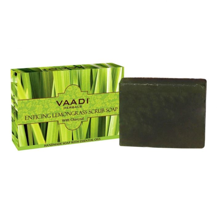 Scrub Soap with Lemongrass (75 G), Enticing Lemongrass Scrub Soap Vaadi Herbals