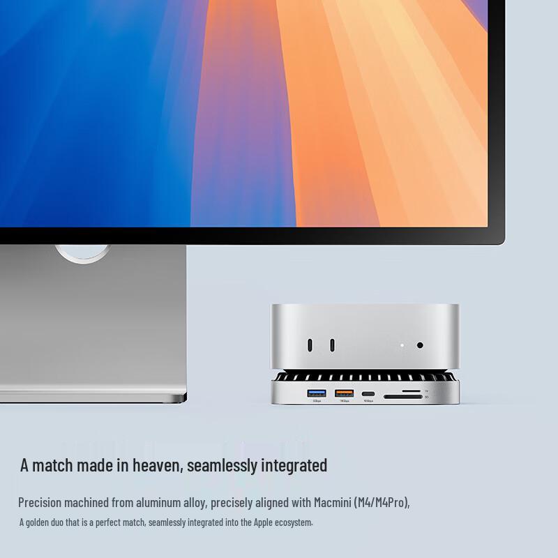 MOVE SPEED Hub di Espansione USB-C per Mac Mini con Alloggiamento SSD e Base di Raffreddamento