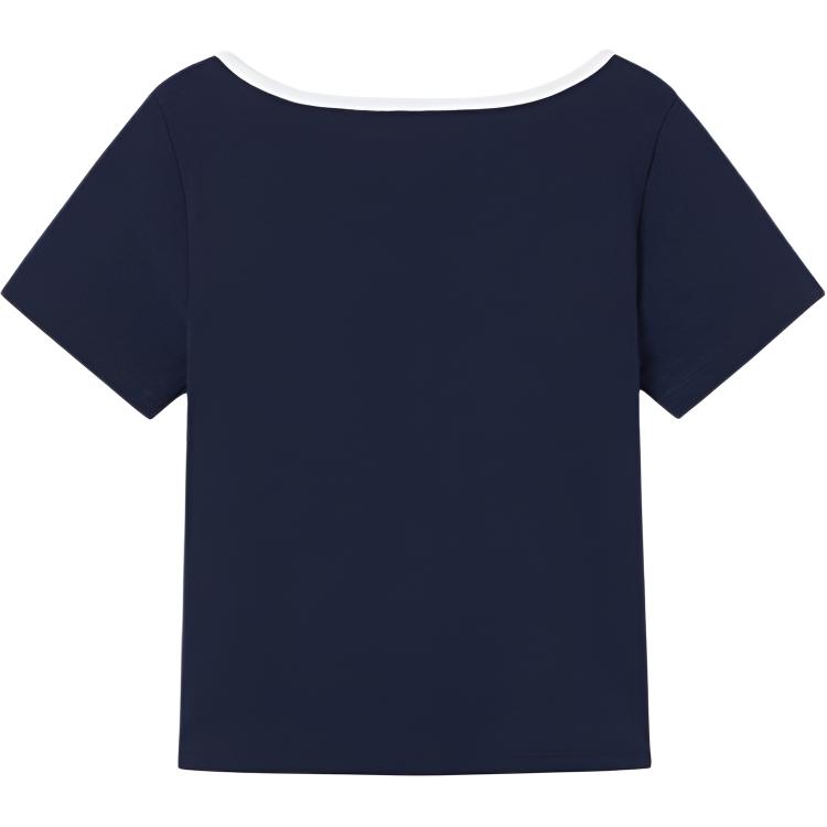 Levis Comfortable Simple Knit Casual Square Neck Short Sleeve T-Shirt Women Tops 0019T-0004