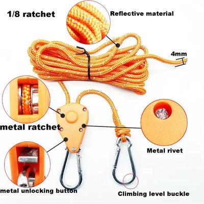 Reflektierende 2/4/5M 4Mm Zelt Seil Verschluss Feste Schnalle Pulley Spanner Ratsche Kleiderbügel Markise Wind Seil Binden unten Anpassung Die
