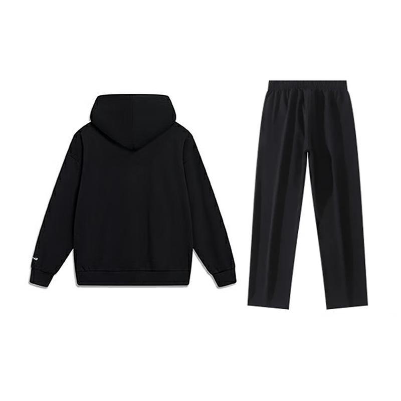 Li-Ning Letter Logo Printed Fashion Loose Cotton Comfortable Versatile Hooded Pullover Long Sleeve Sweatshirt Casual Sports Suit AWDUC41-1+AKL03-1