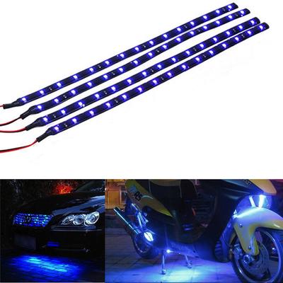 4pcs 30cm 15LED 3528 Blue Waterproof Car Truck Flexible Strip Tube Light