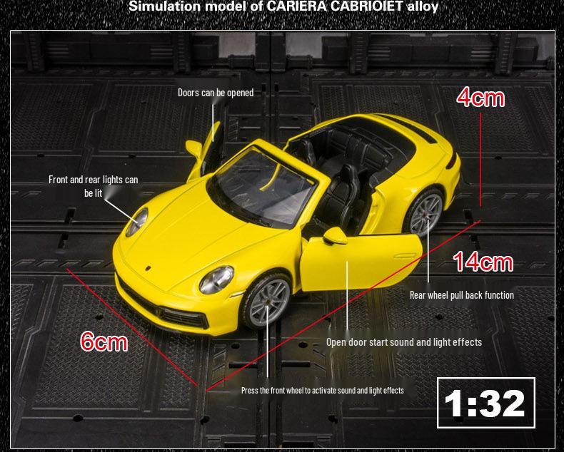 Caipo 88706 911 Carrera Alloy Toy Car with Sound, Light & Pull-back Function
