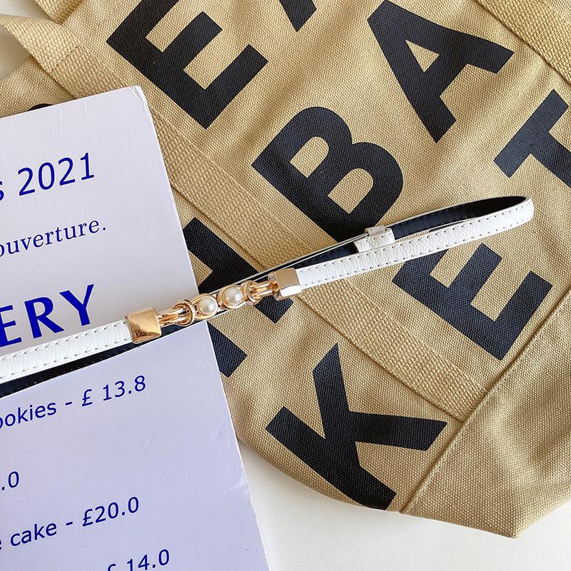 

Женский тонкий ремень из мягкой кожи с жемчужной пряжкой – Аксессуар-поясная цепочка для свитеров, юбок или платьев 100 cm