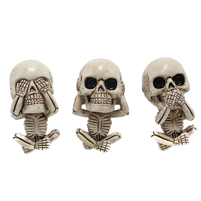 Resin Car Dashboard Air Vent Accent Set with Skull Figurines, Console Display for Interior Styling and Desk Placement