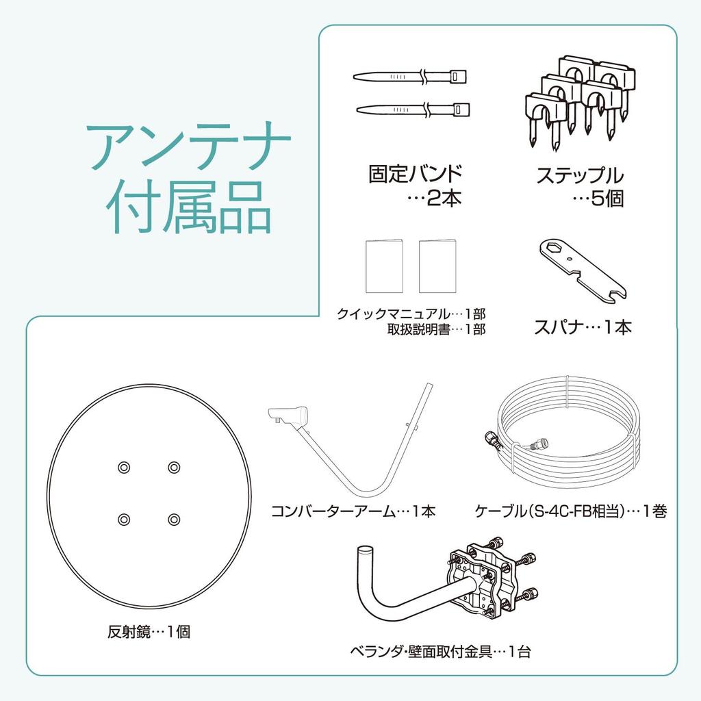 Antena DX Antena BS 45cm Tipo Antena Conjunto Cable Montaje BC453K BS/110°CS (coaxial + hardware)