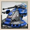 606PCS Blue Battle Tank Sci-Fi Armor MOC Building Blocks Vehicle DIY Assembly Creative Puzzle Gift
