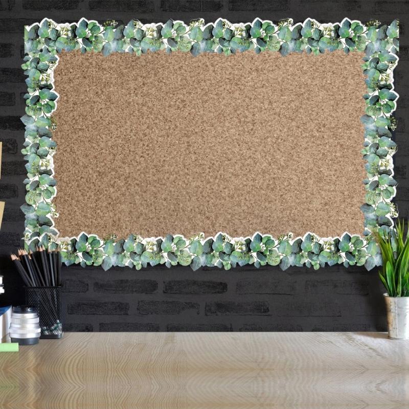 49ft Bulletin Board Border for Classroom Chalkboard Decoration, Plant Leaf Pattern Notice Board Border Trim Wall Decals