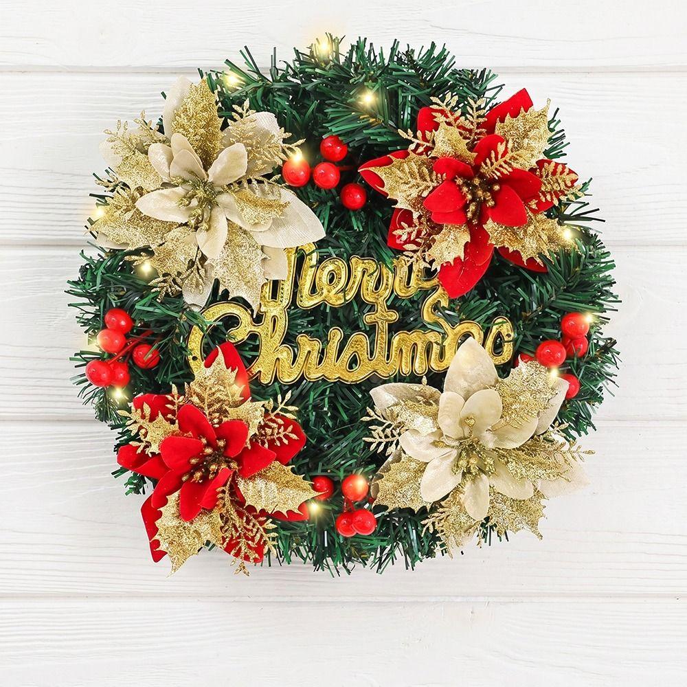 With Flower Christmas Decoration Home Decor Door Hanging Rattan Garland Christmas Wreath Home