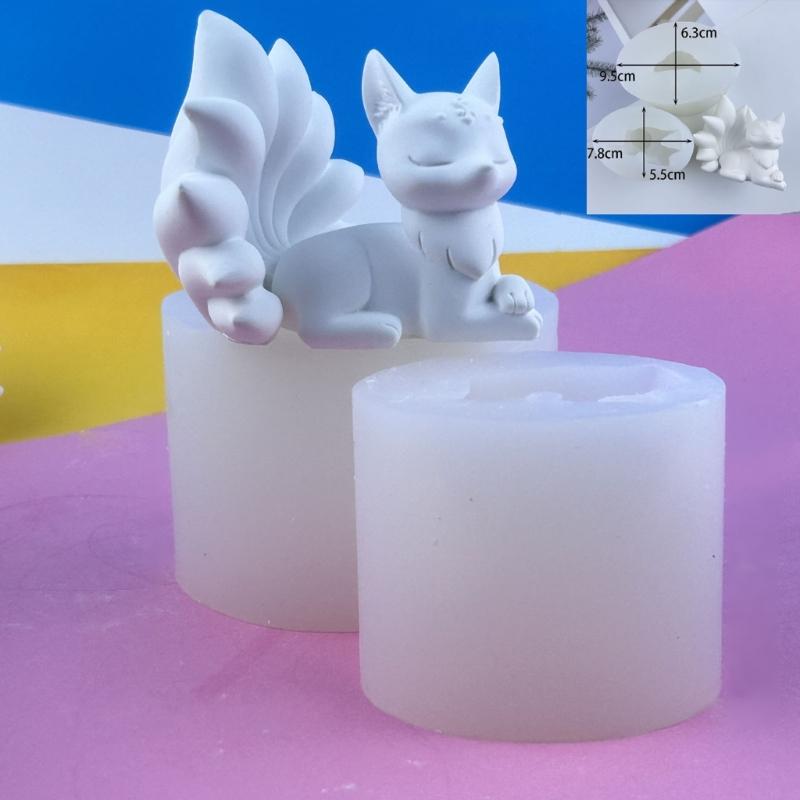 Nine Tails Foxes Silicone Molds DIY Epoxy Resin Molds Table Ornament Mould Candle Plaster Making Tool Easy to Clean