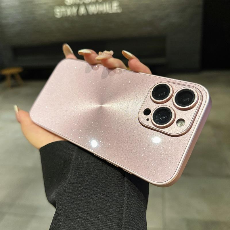 For IPhone 16 Promax Ice Crystal Sparkling Powder Phone Case for Apple 15 All Inclusive Anti Drop Magnetic Simple Protective Cover