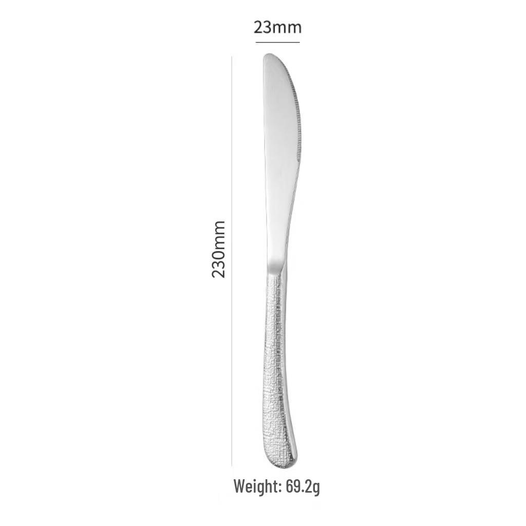 Elegant Hammered Stainless Steel Cutlery Set: Knife, Fork, Spoon for Western Dining