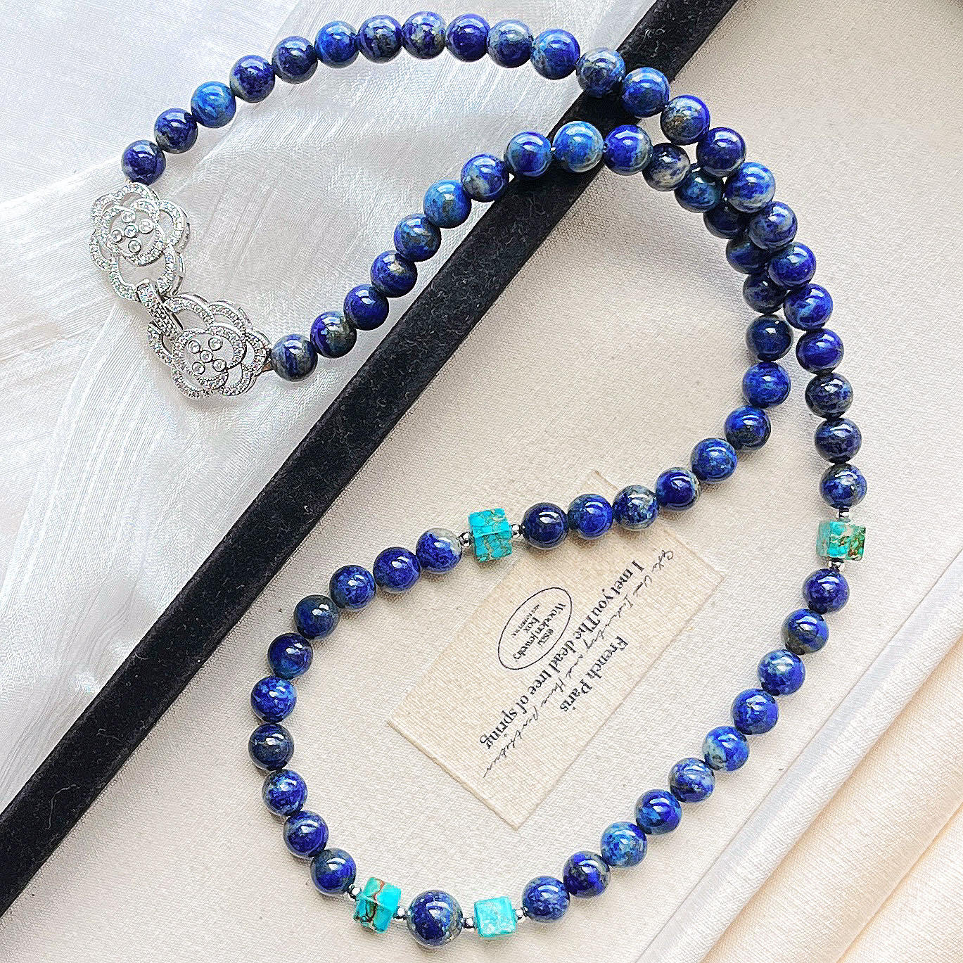 

Wind Vintage Natural Lapis Lazuli Design Sense Collarbone Chain Necklace Sweater Chain Women s Fidelity