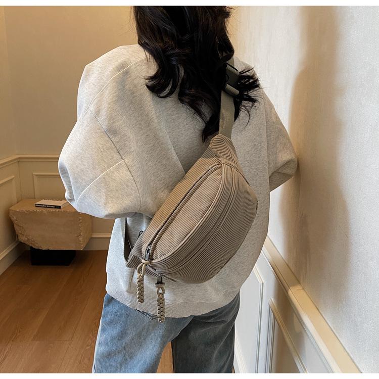 Trendy Women's Corduroy Crossbody Bag - Large, Simple Solid Color Shoulder Bag