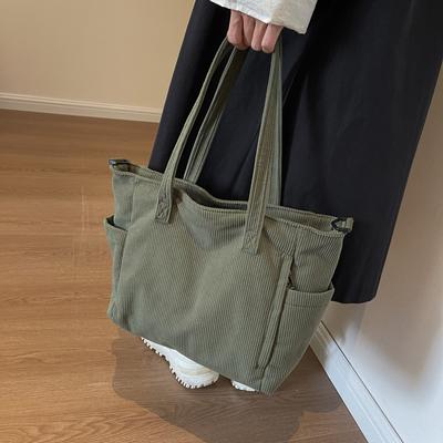 Manchesterväska Damväska Stor kapacitet Tygväska Velvet Crossbody Bag Dragkedja Handväska