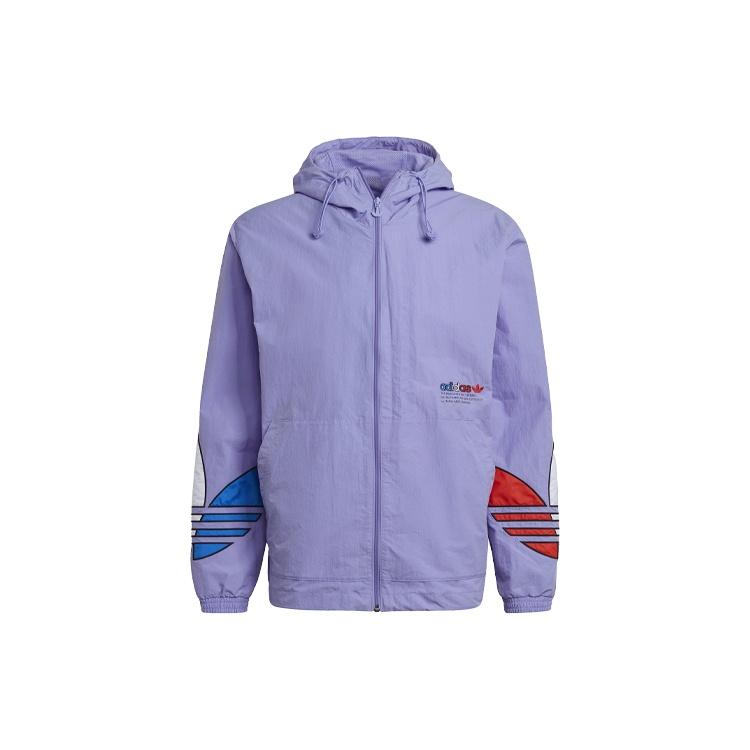 adidas originals MENS Tricol Logo Printed Windbreaker Hoodie Jacket Purple Men s GN3560 S