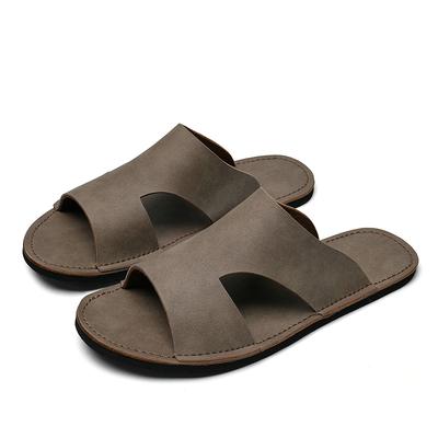 New Men's Slippers Summer Outer Walking Shoes Non-Slip Casual Straight Slippers Unique Leather Cool Slippers Mens Slip On Shoes