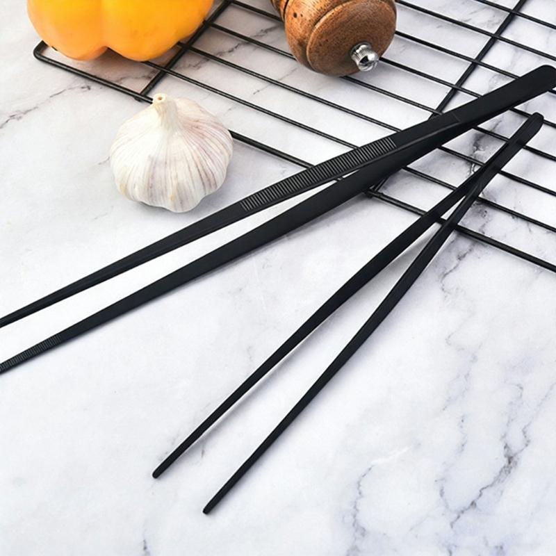 2Pcs Heavy Duty Nonrust Steel Food Tongs Extra Long 30cm Kitchen Utensils For BBQ And Hot Dishes Safe Grip Design