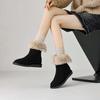 Krazing Pot Cow Suede Nubuck Fur Winter Shoes Snow Boots Women Slip on Keep Warm Lace Up European Design Ankle Boots