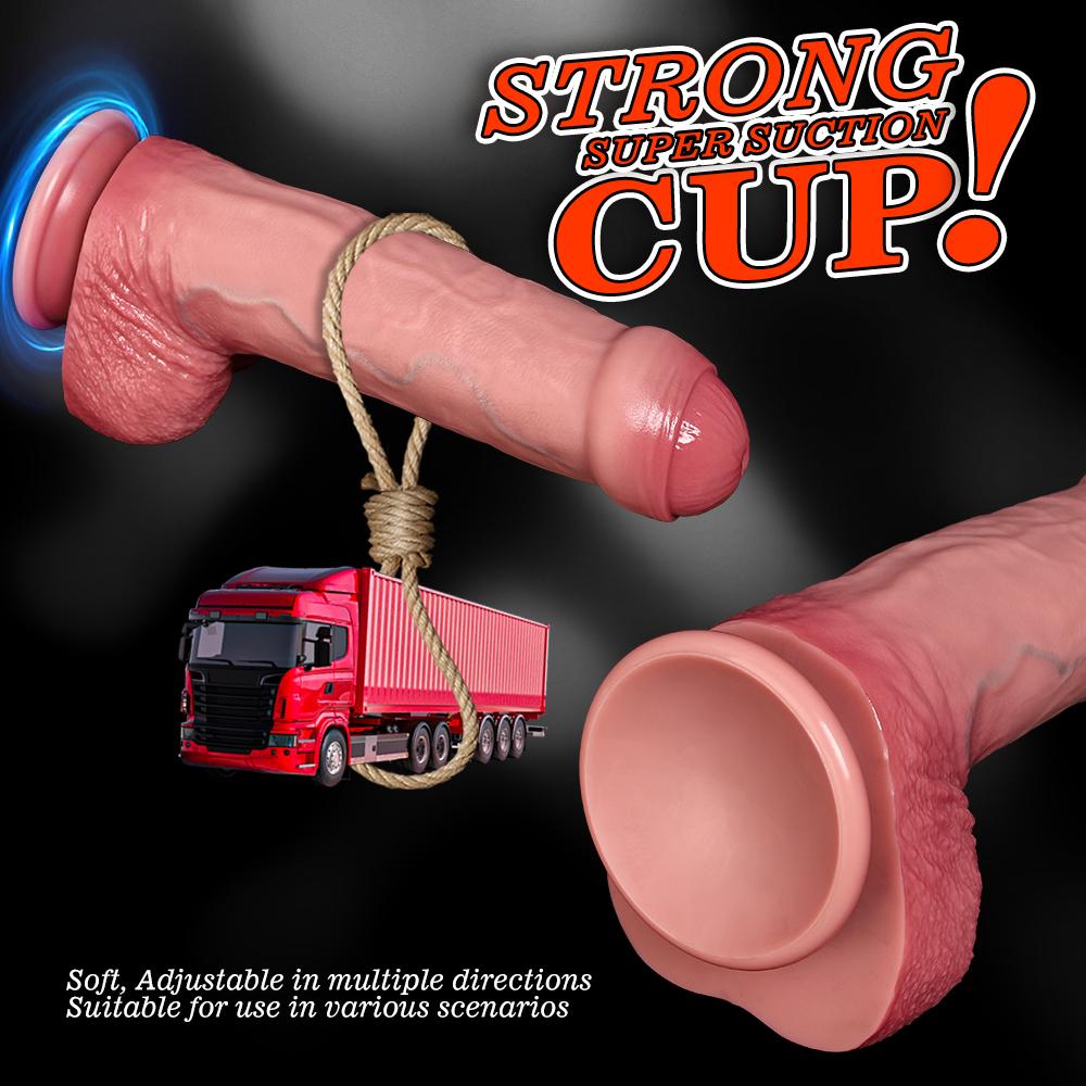 Liquid Silicone Lifelike Penis for G Spot & Anal Play Thick Soft Silicone Dildo Sex Toy with Strong Suction Cup, Hands-Free Adult Sex Toy