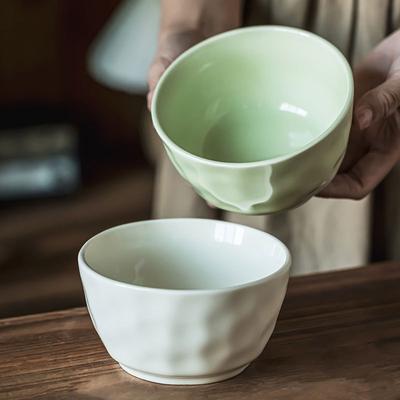 French Cream Wind Ceramic Bowl Small Fresh Home Daily Tableware Simple Rice Bowl High Value Soup Bowl Porridge Bowl