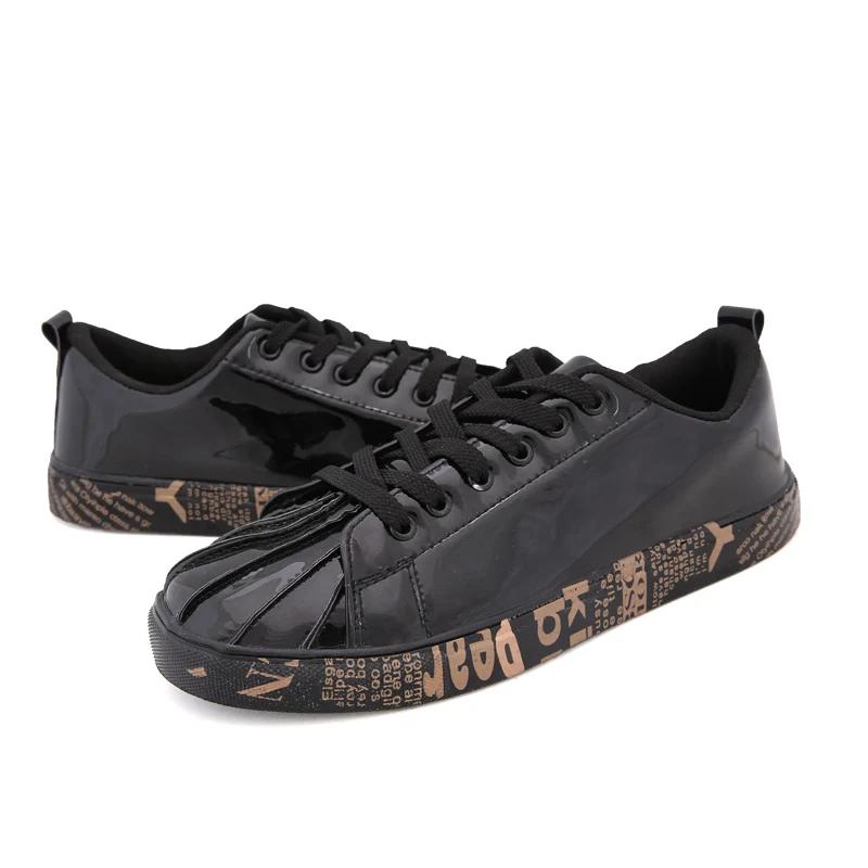 

Весна и лето Новые мужские повседневные туфли для мужчин, кожаные золотые нескользящие мужские кроссовки, легкая обувь для отдыха на открытом воздухе, большой размер 46 36 чёрный