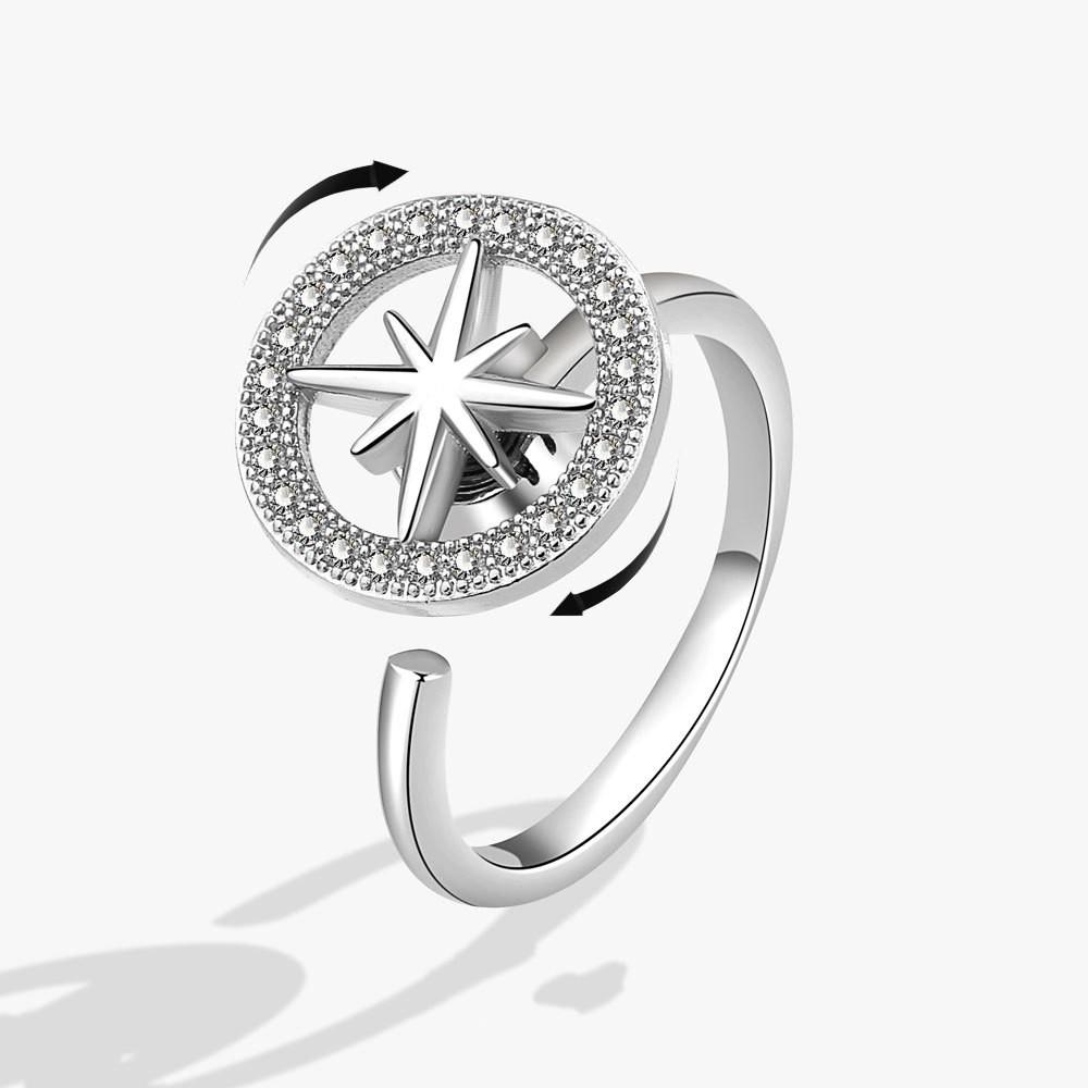 Anti Stress Anxiety  Rings for Women Sun Star and Moon  Metal Spinner Rotating Adjustable Open Rings Jewelry Gift