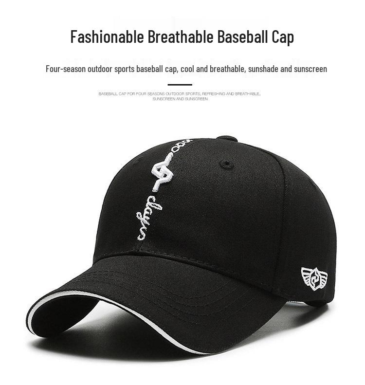 Trendy Cotton Duckbill Baseball Cap with Embroidered Letter Design for All Seasons