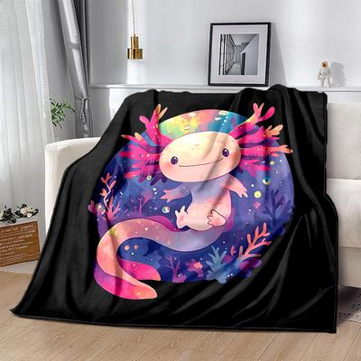 1pc Cute Axolotl  Soft Warm Home Decorative Blankets for Couch Bed Sofa, Living Room, Travel, Camping, Car Blankets