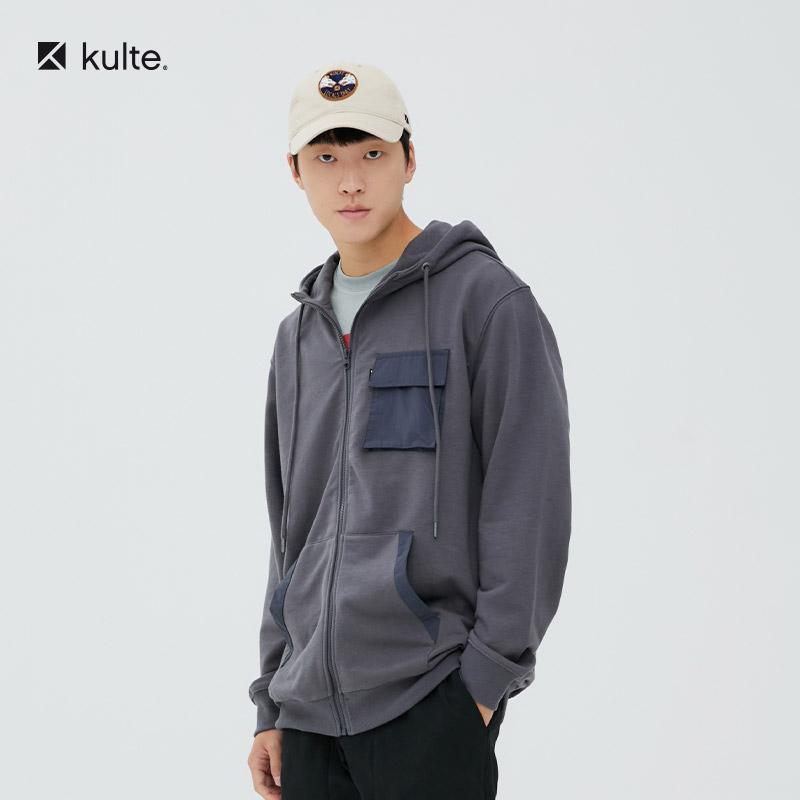 Kulte 054 Wild Pocket Zip-Up Hoodie Grey