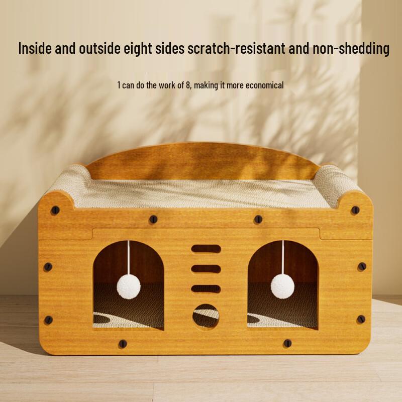 Scratch-Resistant Cat House with Integrated Scratching Board
