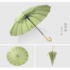 Japanese-Style Minimalist 16K Straight Umbrella with Long Handle, Simple and Stylish Solid Color Leather Handle, Customizable with Printed Logo