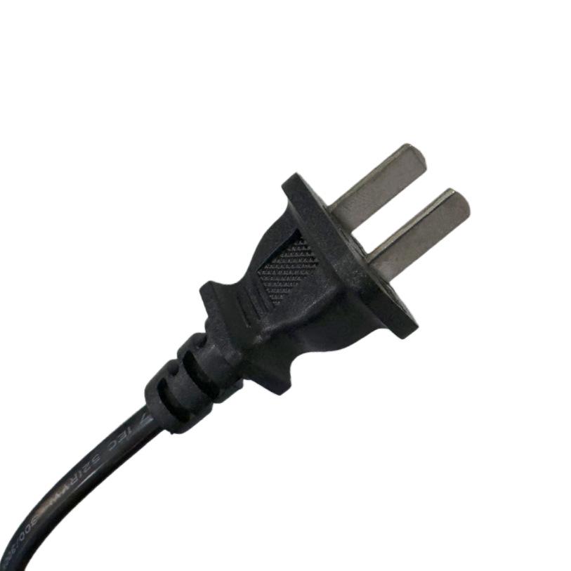 GB 2-Pin Power Cord 53RVV 2x0.75mm², 1m Black Flat Cable