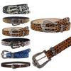 Vintage Western Cowboy Belt Leopard Print Waistband Fashion Pin Buckle Belt  for Women Men