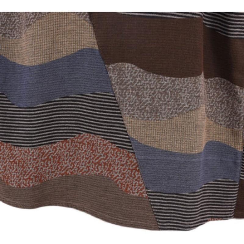 Round Neck Long Sleeved Casual Loose Cotton and Linen Dress