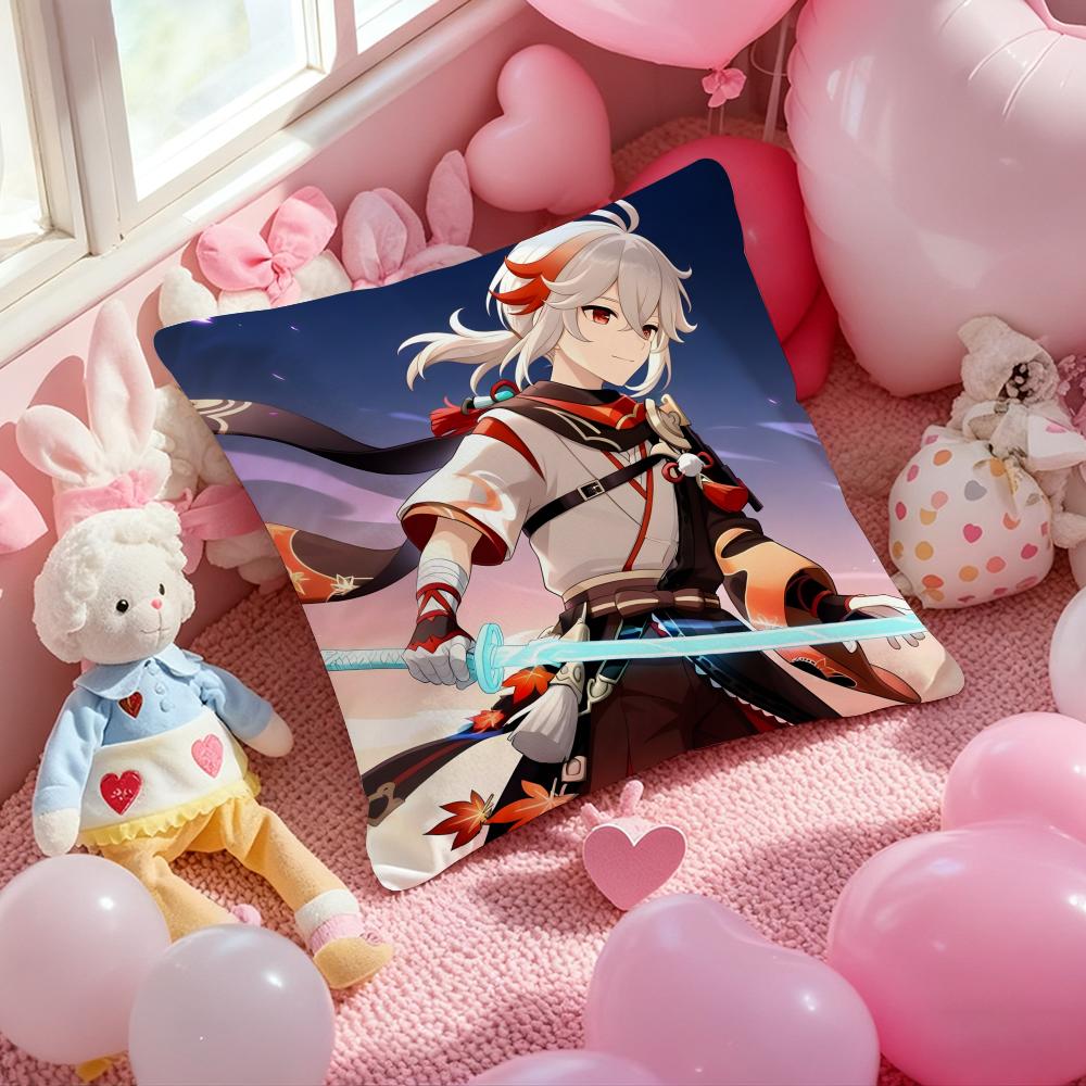 Kaedehara Kazuha Genshin Impact Cushion Cover Pattern Printed Pillowcase for Living Room Sofa Cushion Cover & Bedroom Decor
