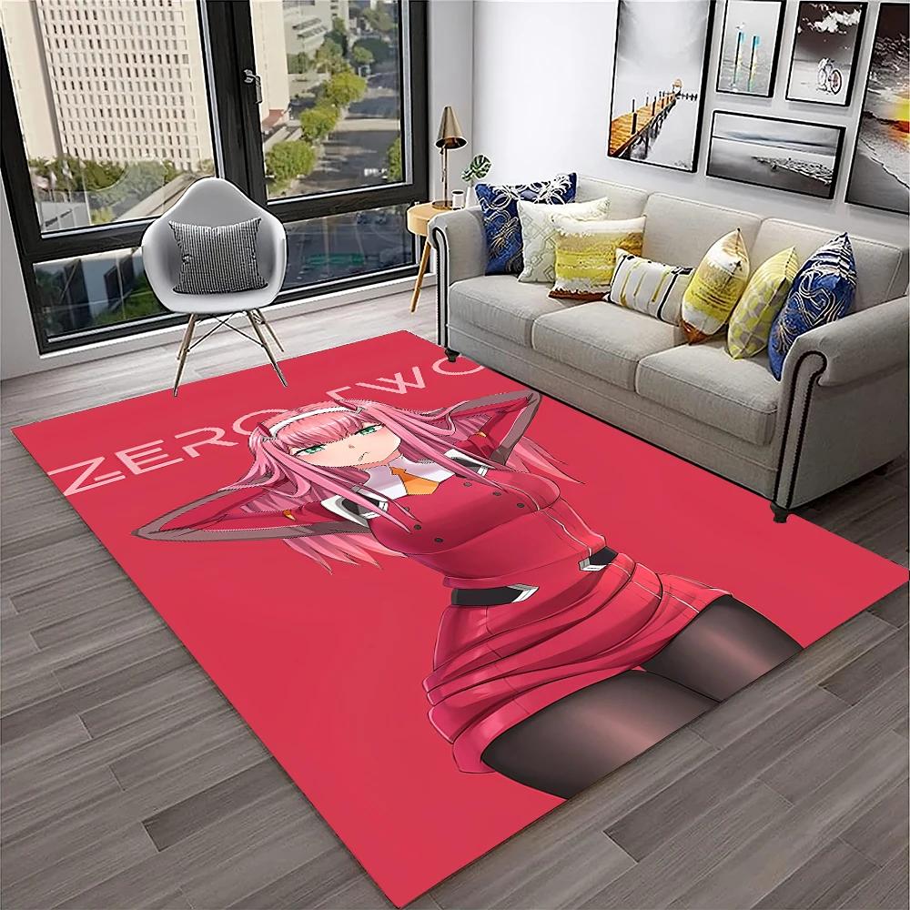 DARLING In The FRANXX Cartoon Zero Two Sexy Girl Carpet Rug for Home Living Room Bedroom Sofa Doormat Decor,Non-slip Floor Mat
