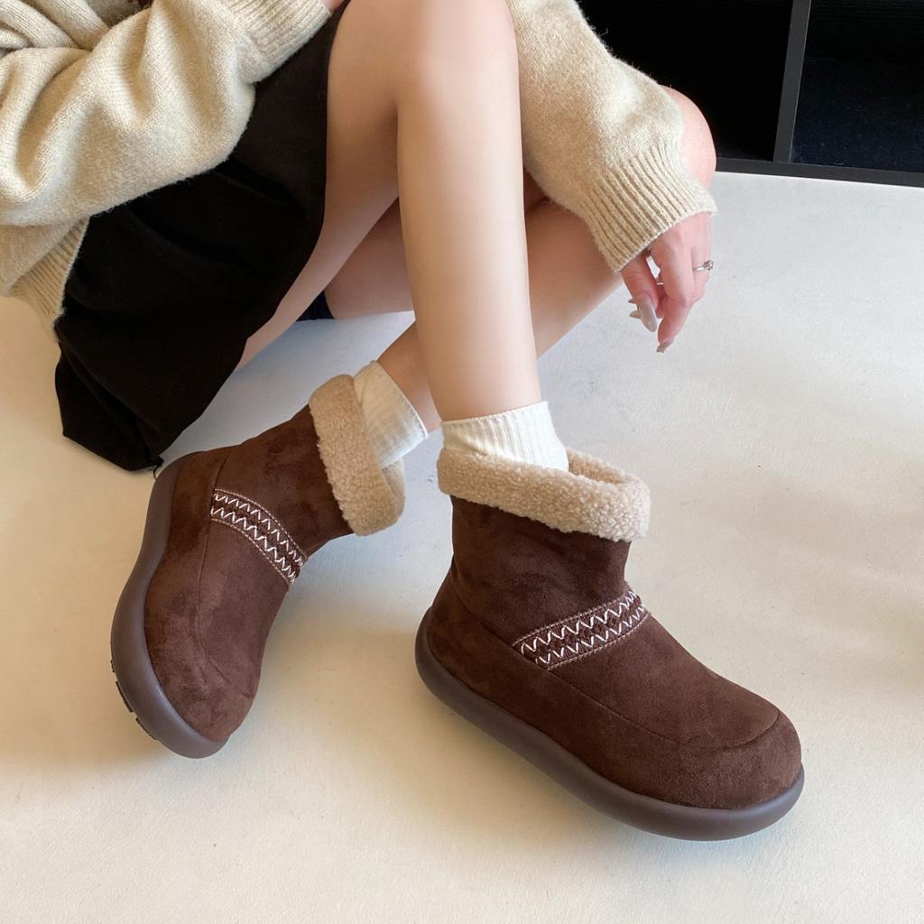 Retro platform snow boots women's 2025 new autumn and winter non-slip with skirt soft-soled velvet cotton shoes