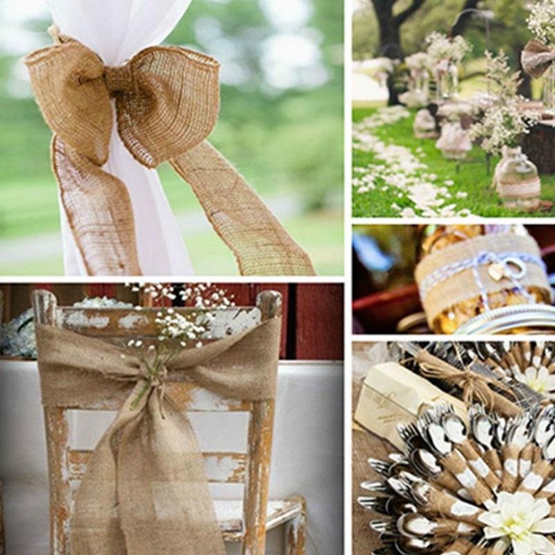Jute Burlap Fållad Band DIY-väska Material Hampa Rep Flätad Linne Rulle Bröllopsfest Hantverk Dekorativ Gåva Sybehör