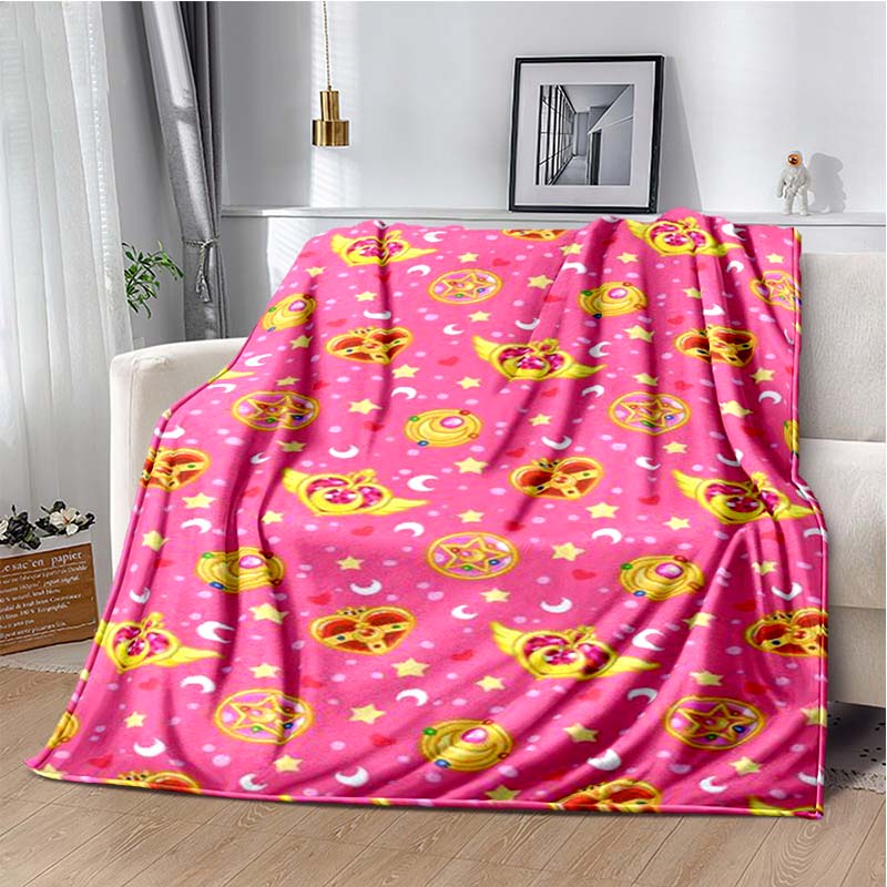 2026 new cartoon S-Sailor M-Moon flannel printed soft blanket sofa bed cover oversized office hotel airplane travel gift blanket