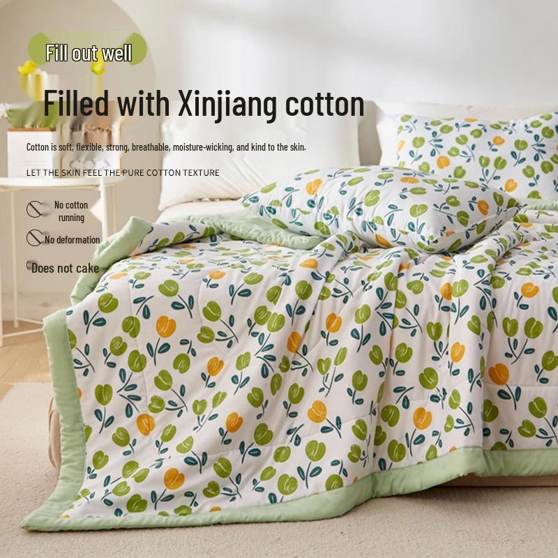 Xinjiang Cotton Summer Air Conditioning Quilt, Machine Washable Thin Quilt for Dormitory, Ideal for Students