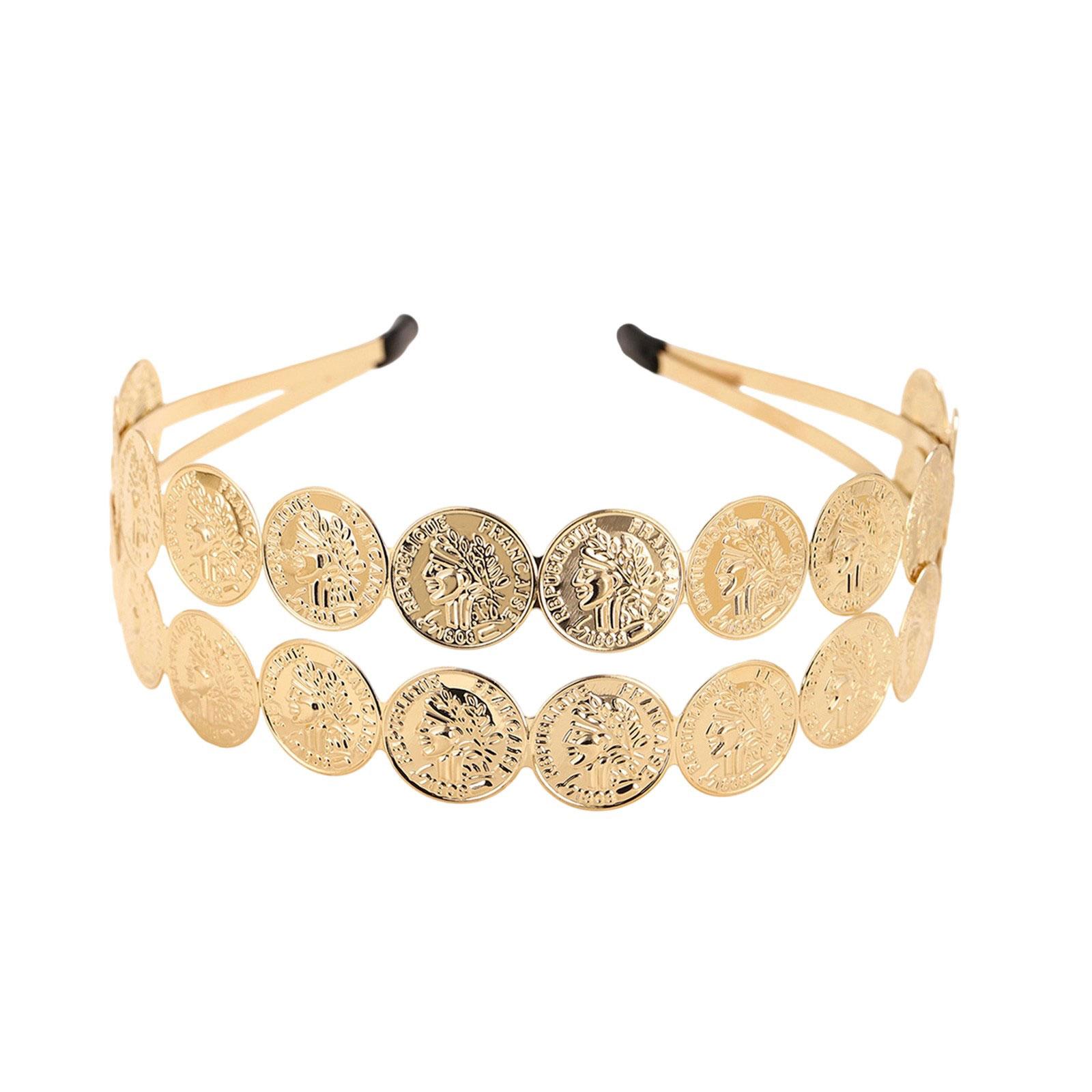 

Shimmering Metallic Belly Dance Headbands With Coin Shape Embellishments Hairpiece Hair Decors For Women Stage Costumes золотой