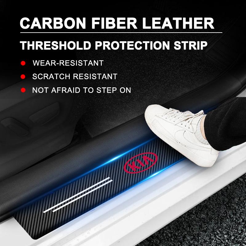 4Pcs Carbon Fiber Car Door Sill Protection Sticker Anti-scratch Refit 3D Sticker For Kia Rio Ceed Sportage Cerato Soul Sorento K2 K5 K6 K7 K8 Flip