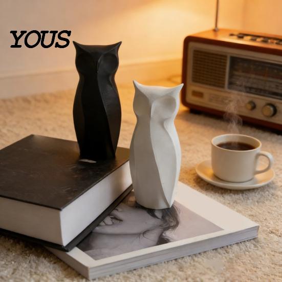Geometric Owl Figure 3D Printed Abstract Figurine, Modern Minimalist Night Statue Statue, Decorative Bird Sculpture for Home Office Decoration